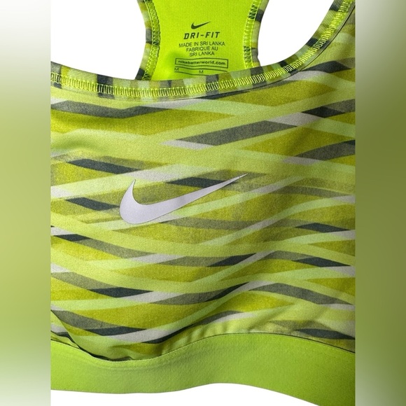 Nike Dri-Fit Sports Bra Green Wave Print Racerback Size Medium - Picture 5 of 7